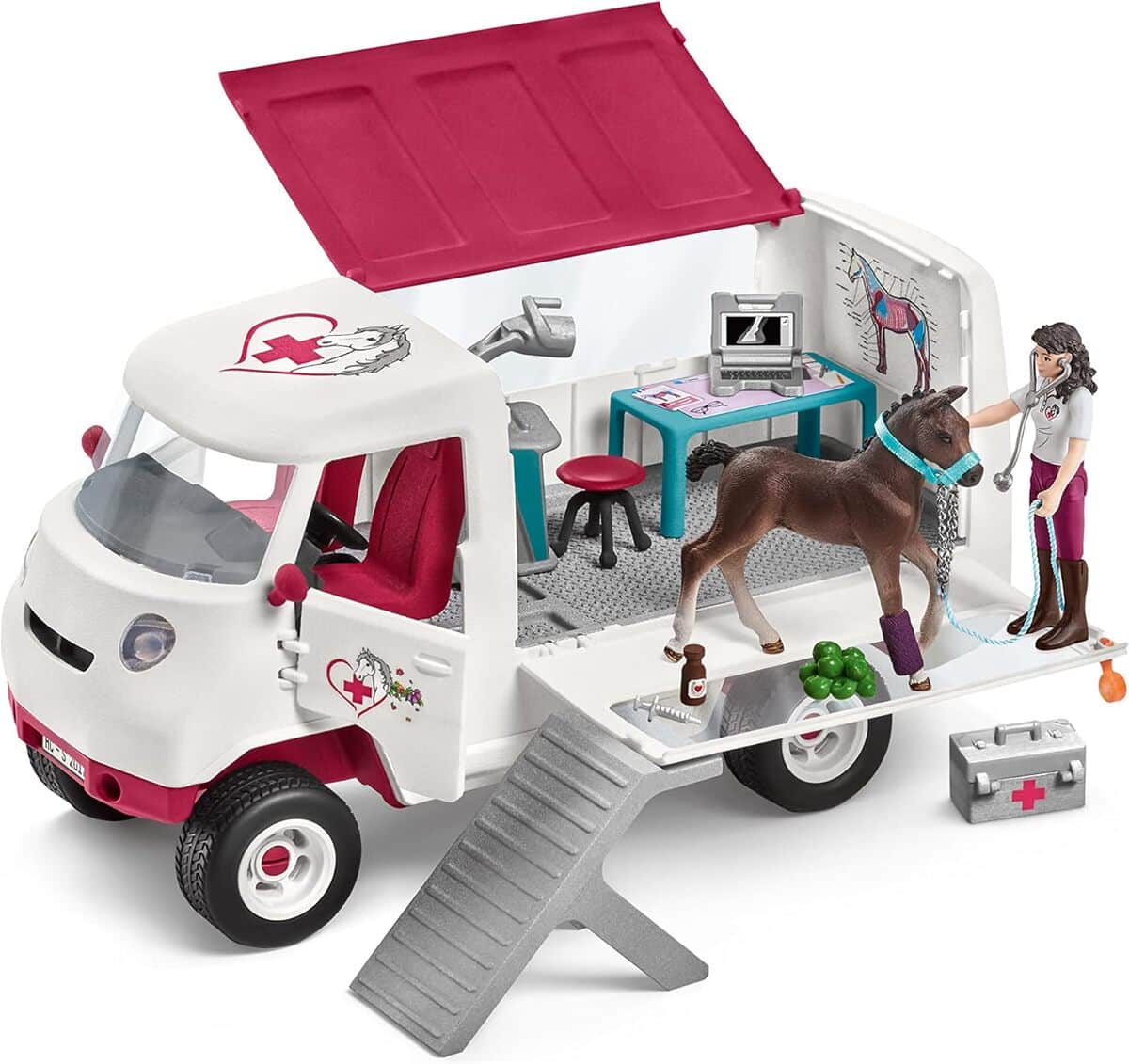 Test du vétérinaire mobile Schleich avec poulain hanovrien