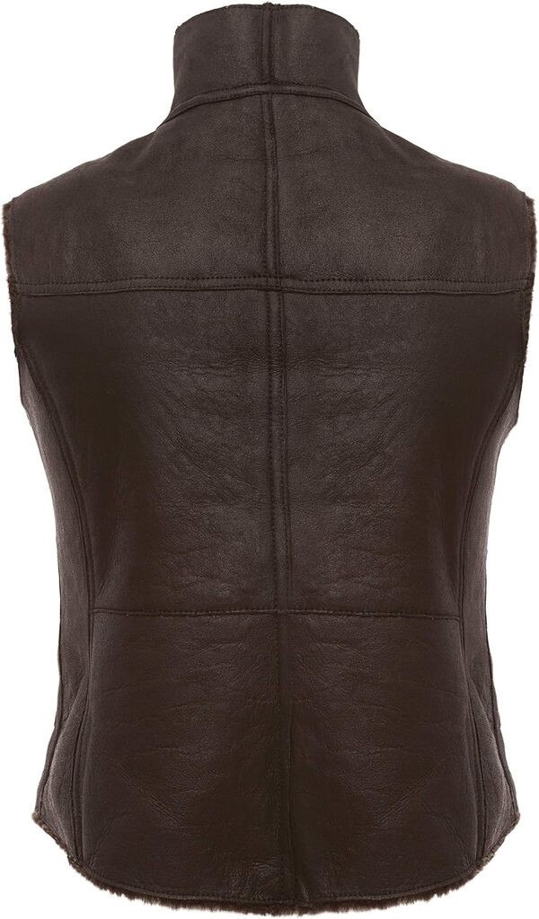 CHRIST Gilet en Peau de Mouton pour Homme - Haute Qualité, Sportif, Équitation, Plein Air, Hiver - Brun ou Noir - Tailles 48 à 58