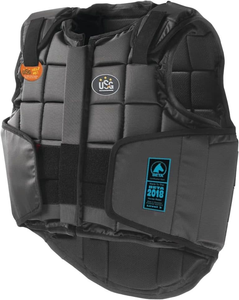 USG Eco-Flexi Gilet de sécurité avec protection dorsale avec fermeture Velcro, noir, enfant, L