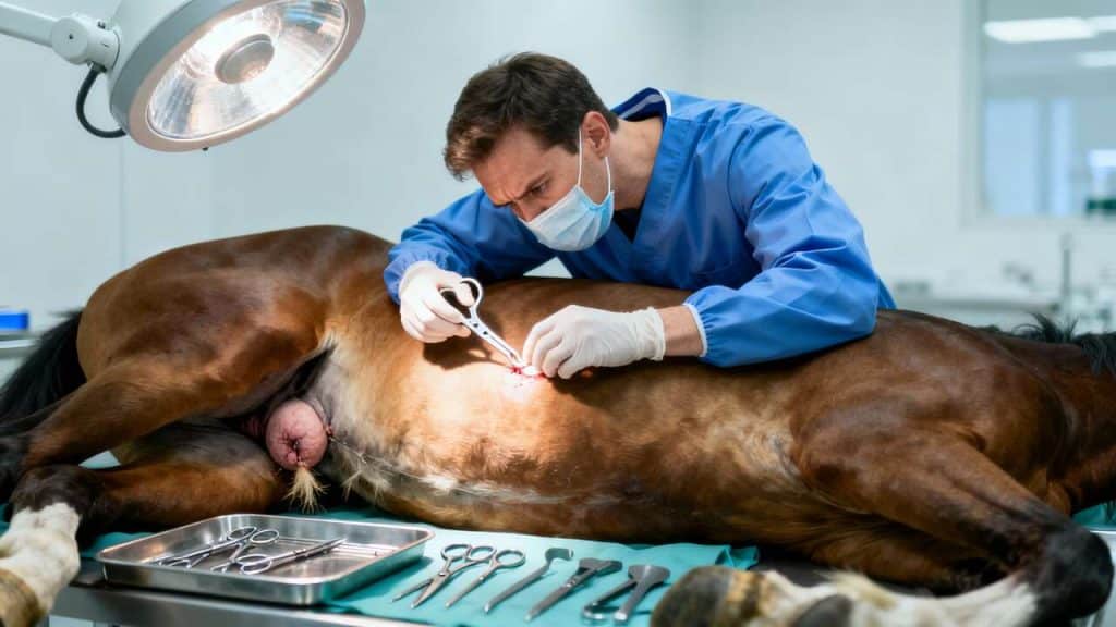 Castration d'un cheval cryptorchide : étapes et conseils
