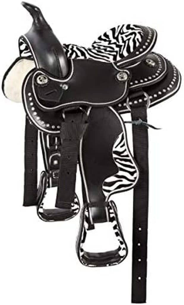 Test de la selle western poney noir/blanc PFIFF