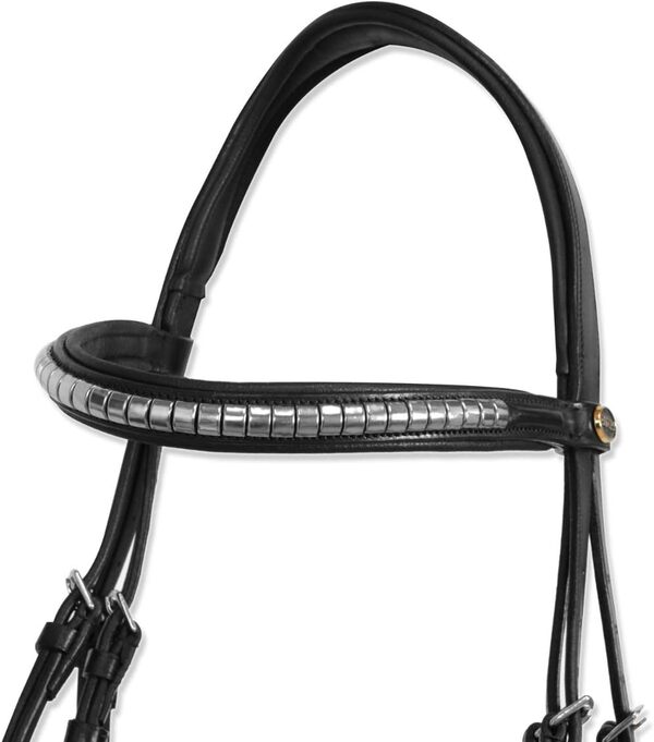 Horses, Bridon pour Chevaux, Modèle Mestre, en Cuir Souple avec Muserolle et Têtière Rembourrées, avec Décorations en Faux Brillants