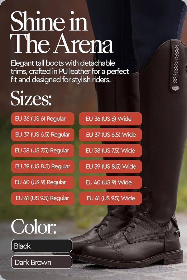 HORZE Femme, Bottes d'équitation Verona, Aspect Cuir, Bracelets Amovibles