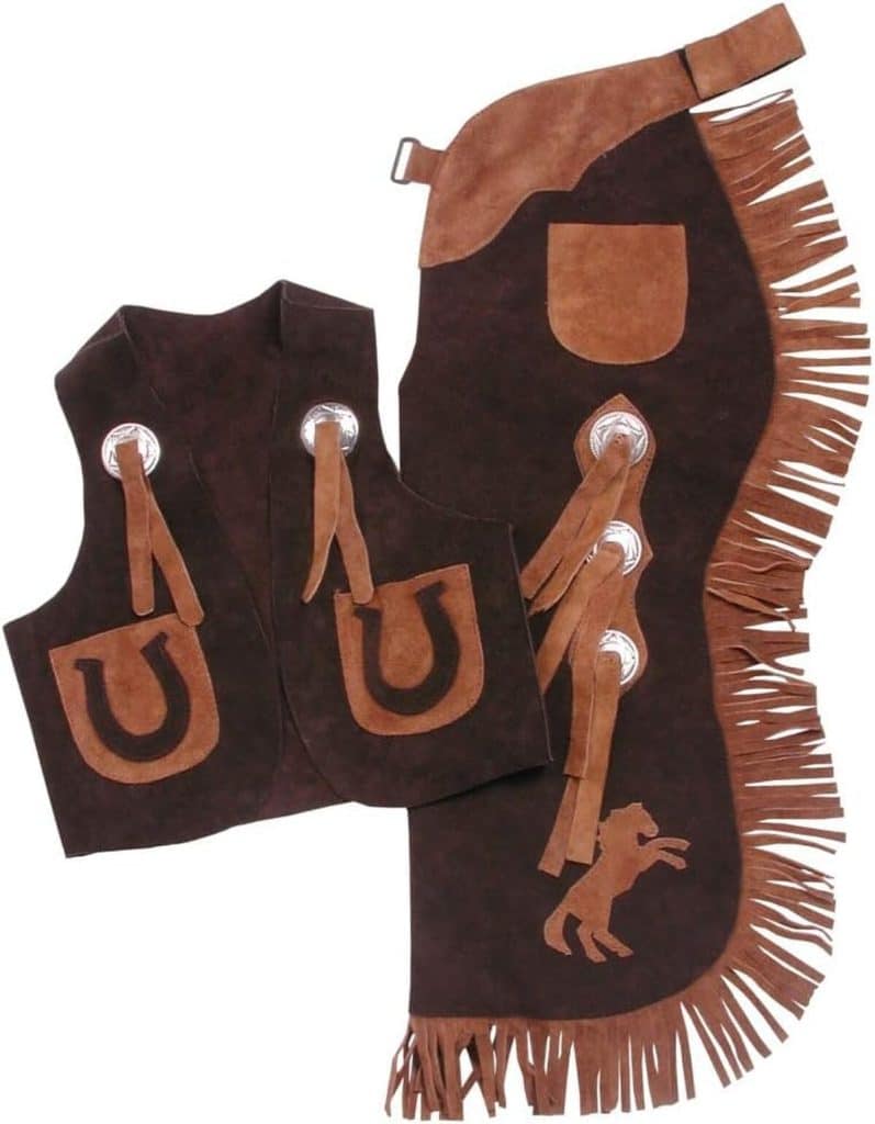 Test du lot chap/gilet pour enfants Tough-1 Horseshoes marron