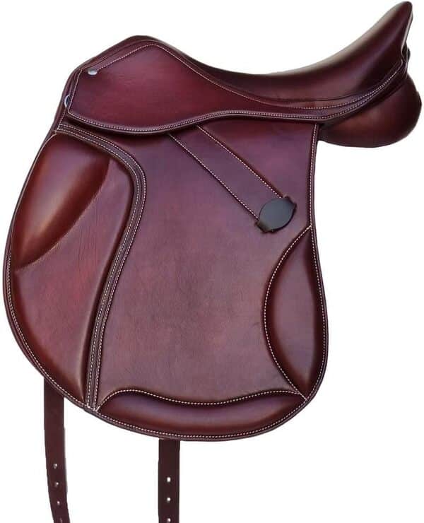 A&M Reitsport VS Selle Valencia marron en cuir souple et fer à tête interchangeable, taille : 18,5