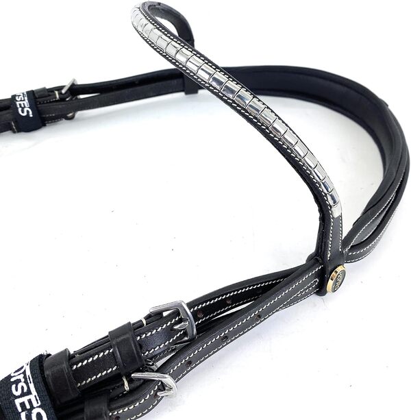 Horses, Bridon d’Équitation Modèle Costa Rey, en Cuir Souple, Modèle Mexicain, Taille COB et Full, Disponible en Noir e Marron, avec Muserolle Croisée et Laine Anti-affaissement