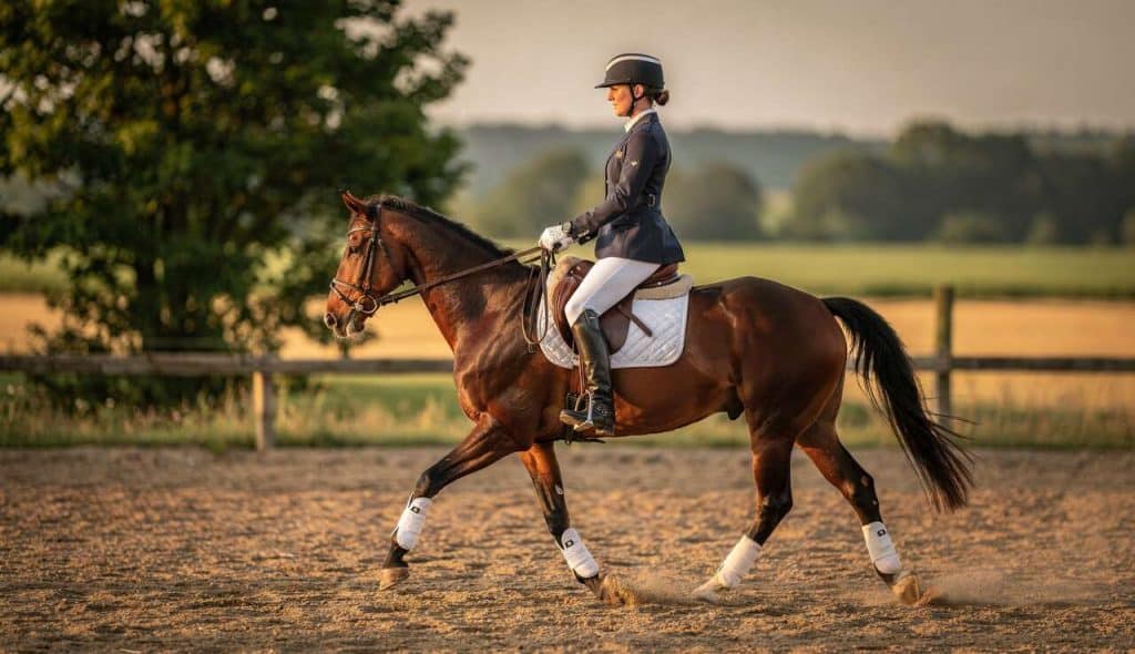 Exercice d'équitation : souplesse, rectitude et jambe isolée