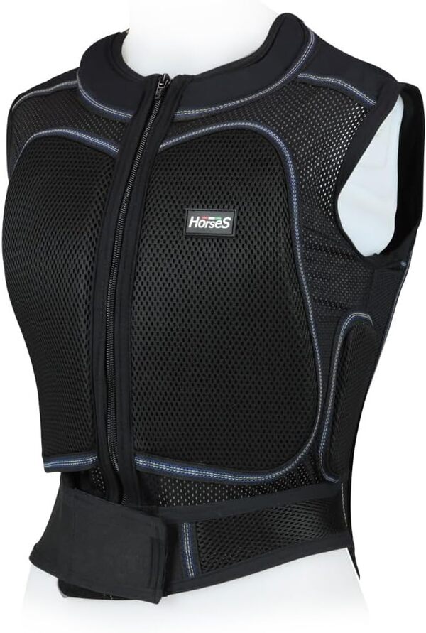 Horses Gilet de protection d'équitation New, gilet de protection pour chevaliers et Amazones, tissu technique avec inserts, élastique, s'adapte aux formes du corps