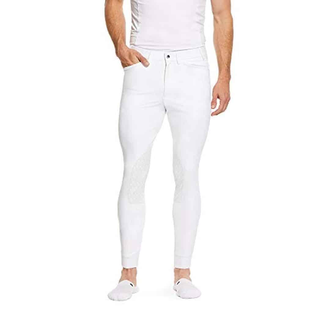 Test du pantalon d'équitation Ariat Tri Factor Knee Grip pour homme blanc