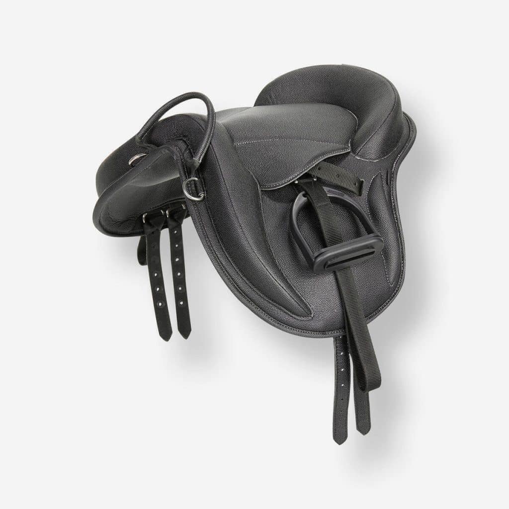 Test selle équitation poney Decathlon 100 noire