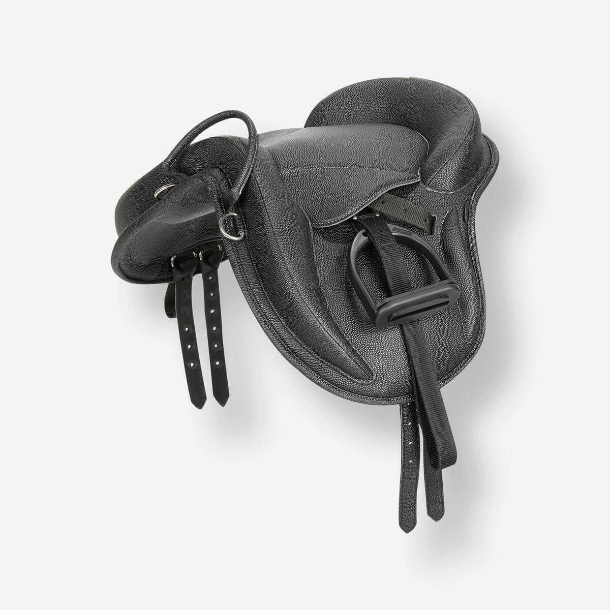 Test selle équitation poney Decathlon 100 noire